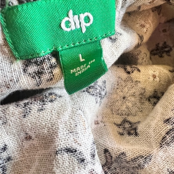 dip Large Linen Green Ditzy Floral Sleeveless Ruffle Tiered Prairie Boho Dress - Picture 7 of 9